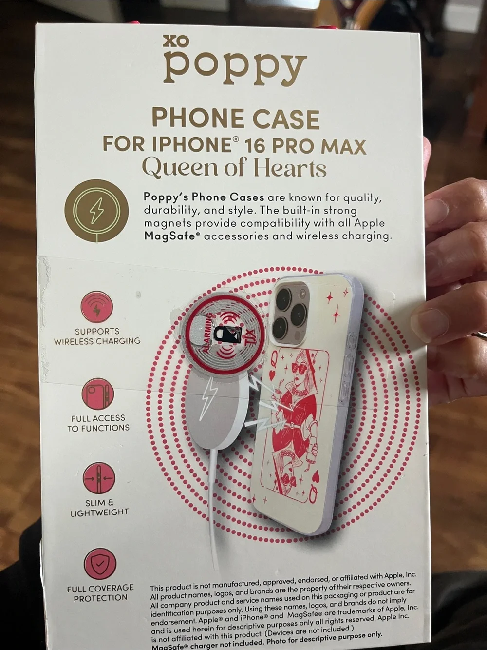 Poppy Queen of Hearts MagSafe iPhone 16 Pro Max Case - White & Pink